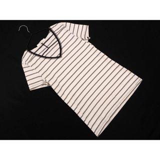 マウジー(moussy)のアズールベーシック マウジー Vネック ボーダー カットソー sizeS/白ｘ黒 ■◆ レディース(カットソー(半袖/袖なし))