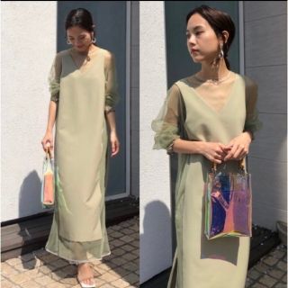 AMERI アメリAmeri VINTAGE チュールドッキングロングドレス