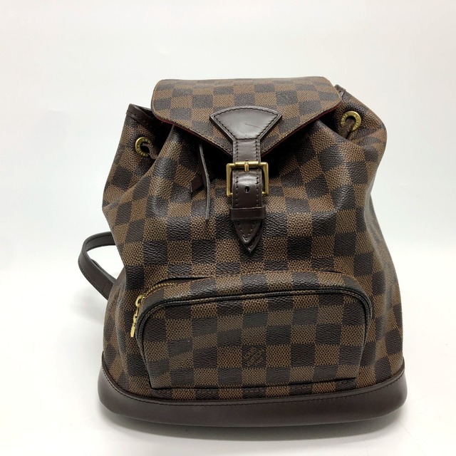 ルイヴィトン LOUIS VUITTON モンスリMM SPオーダー ダミエ バックパック カバン リュックサック ダミエキャンバス ブラウンファスナーポケットx1内側