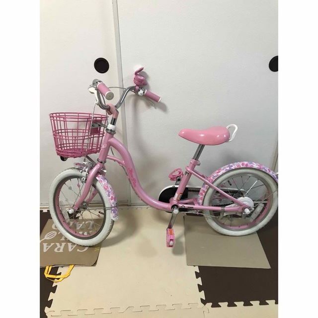 16インチ mezzo piano アサヒ 自転車 ※補助輪付、ヘルメットあり-