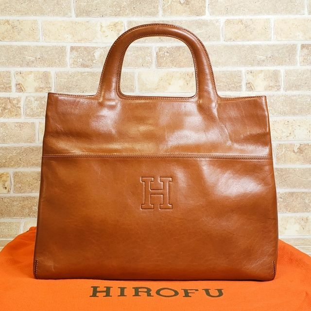 ヒロフ HIROFU ☆ レザー くりて ハンドバッグ A4OK 自立OK 伊製