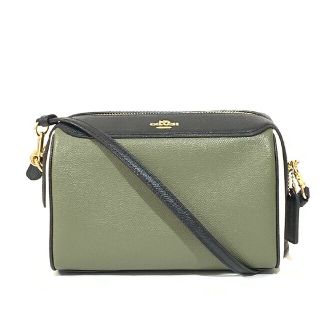 コーチ(COACH)の【美品】COACH ショルダーバッグ F77685 グリーン ブラック ホワイト(ショルダーバッグ)