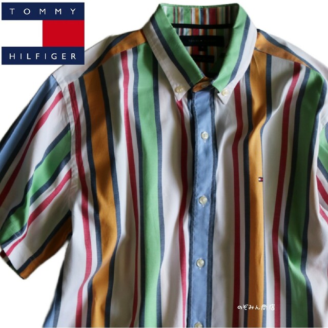 TOMMY HILFIGER(トミーヒルフィガー)の【TOMMY HILFIGER】半袖シャツ　マルチカラー　ロゴ　L相当★ メンズのトップス(シャツ)の商品写真