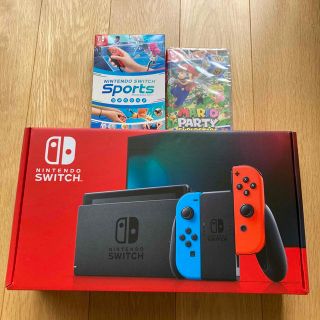 ニンテンドースイッチ(Nintendo Switch)の【新品未使用】任天堂Switch　本体、ソフト2種(マリオパーティー、スポーツ)(家庭用ゲーム機本体)