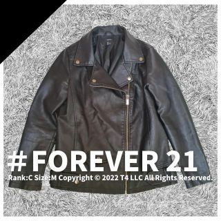 フォーエバートゥエンティーワン(FOREVER 21)のFOREVER 21　ライダースジャケット　合皮　黒　Mサイズ ✓1770(ライダースジャケット)