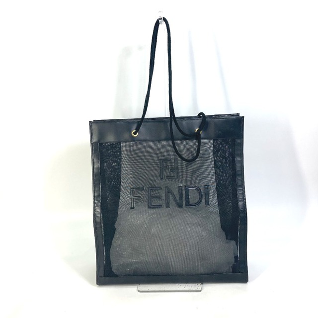 フェンディ FENDI ロゴ メッシュ ヴィンテージ トートバッグ 肩掛け カバン ショルダーバッグ レザー ブラック | フリマアプリ ラクマ