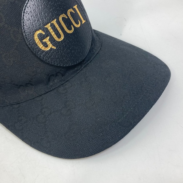 グッチ GUCCI GG ロゴ 576253 帽子 キャップ帽 ベースボール キャップ GGキャンバス/レザー ブラック 美品