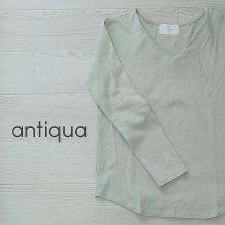 アンティカ(antiqua)のアンティカ ＶネックロンＴ コットン Mサイズ カーキミント(Tシャツ(長袖/七分))