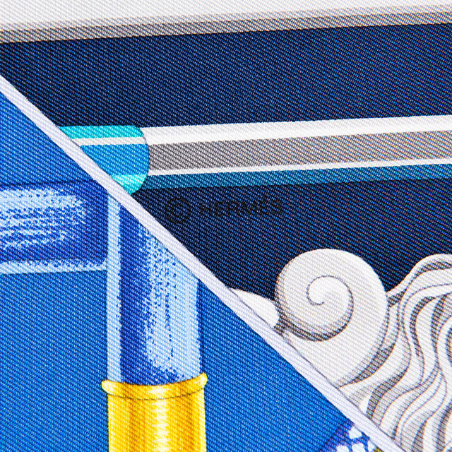 HERMES エルメス カレ90 Cannes et Cannes ステッキステッキ 003140S 02 スカーフ ネイビー ブルー 1