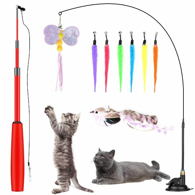 【特価商品】猫おもちゃ 猫じゃらしOziral 吸盤式+釣り竿じゃらし 猫用おも