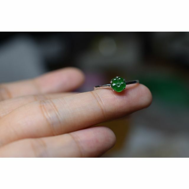 A23-2 現品 11.5号 k18金 ネモフィラ リング グアテマラ産 本翡翠 レディースのアクセサリー(リング(指輪))の商品写真