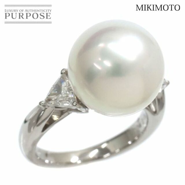 商品管理番号90185074ミキモト MIKIMOTO 7.5号 リング 白蝶真珠 12.0mm ダイヤ 0.42ct Pt プラチナ パール 指輪 VLP 90185074