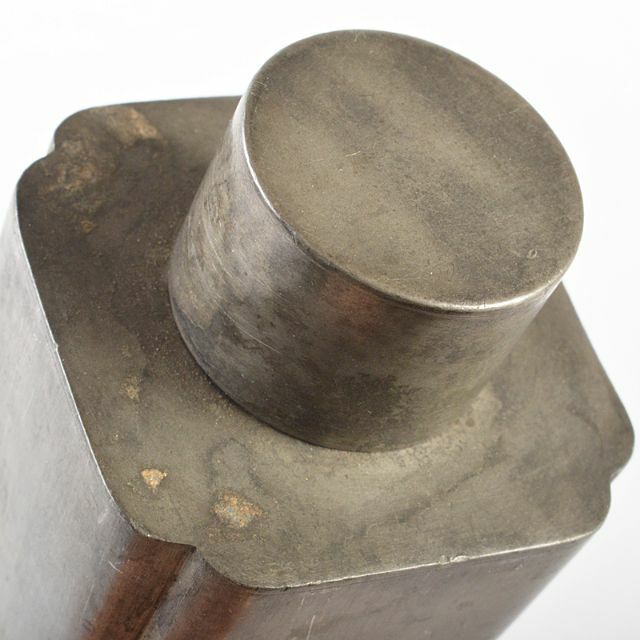煎茶道具 古錫 四方茶壷 茶心壷 在銘 約212g M R5849 煎茶道具 古錫 四方茶壷 茶心壷 在銘 約212g M R5849