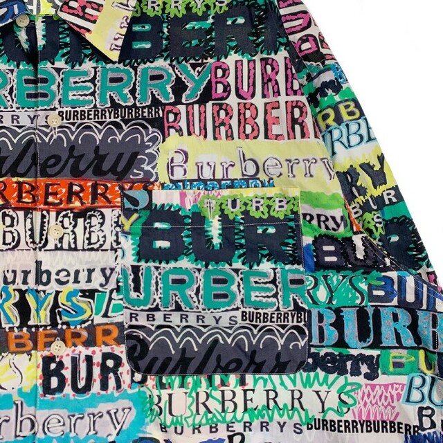 BURBERRY(バーバリー)のバーバリー マルチロゴプリント オープンカラーシャツ サイズ XL メンズのトップス(シャツ)の商品写真
