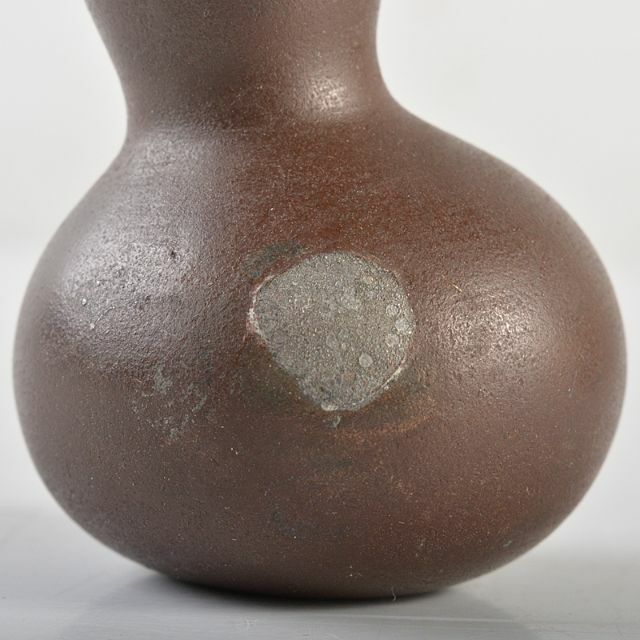 明治金工　古銅銀口　 葫蘆小瓶　線香炉　M　R5854