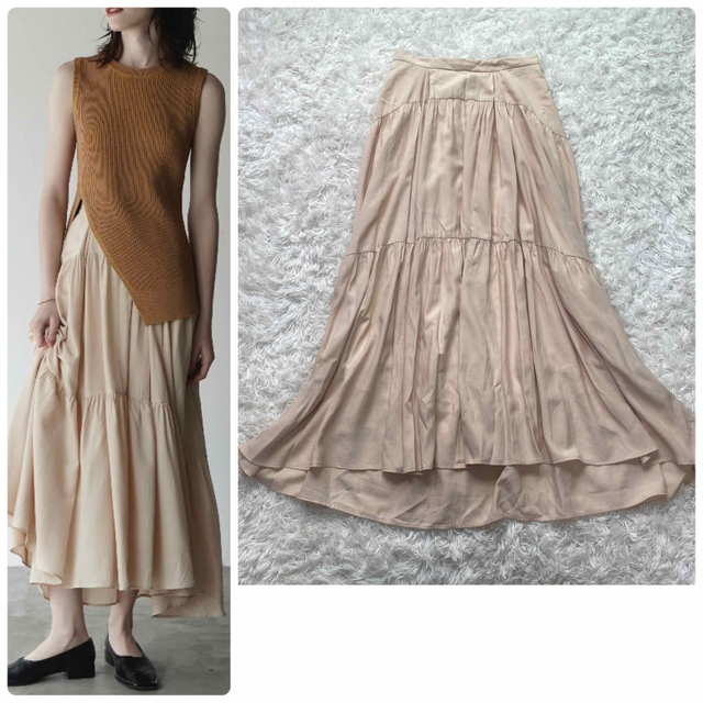 美品 クラネ ロングスカート 夏服 ティアード レーヨン スカート
