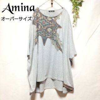 チャイハネ(チャイハネ)のアミナAmina ドルマンスリーブプルオーバー　ネイティブ柄　オーバーサイズ(チュニック)