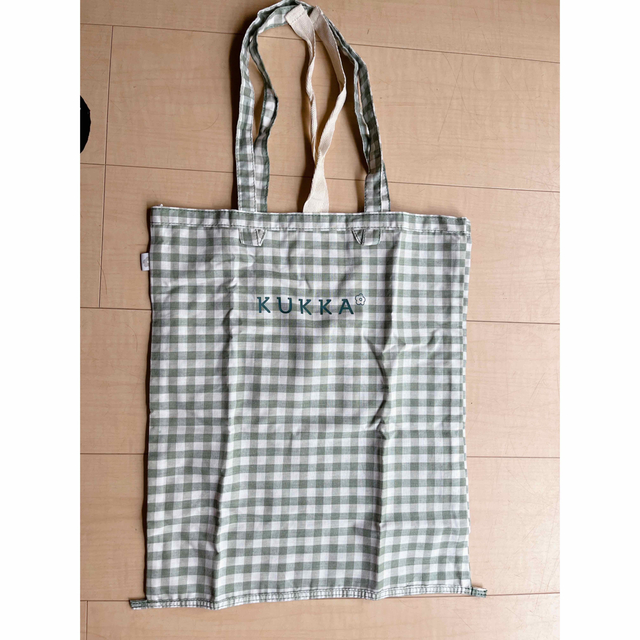KUKKAギンガムトートバッグ　グリーン レディースのバッグ(トートバッグ)の商品写真