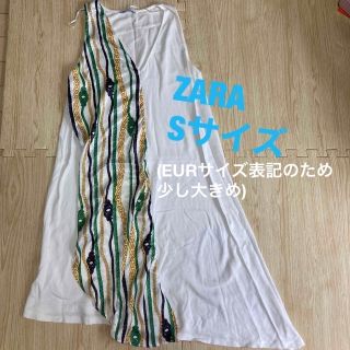 ザラ(ZARA)のZARA ザラ　ノースリーブワンピースS チェーン柄　アシンメトリー　Vネック(ひざ丈ワンピース)