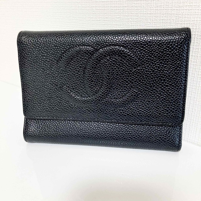 CHANEL - CHANEL シャネル キャビアスキン 長財布 ブラック 黒 ココ