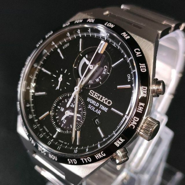 SEIKO - 極美品【稼働品】SEIKO セイコーワールドタイム ブラック