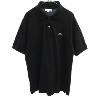 ラコステ(LACOSTE)のラコステ 日本製 ワンポイントワッペン 半袖 ポロシャツ M ブラック LACOSTE 鹿の子地 クラッシックフィット メンズ 【中古】  【230609】(ポロシャツ)