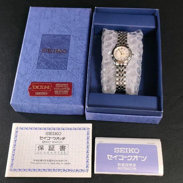 極美品【稼働品】SEIKO　セイコーエクセリーヌ　4J40　グレー　シルバーQZErupur腕時計