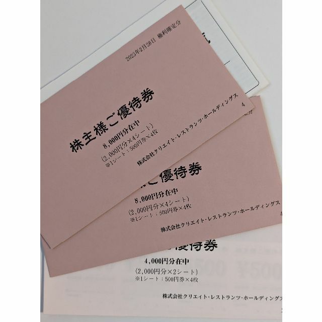 チケットクリエイト レストランツ 株主優待20000円分