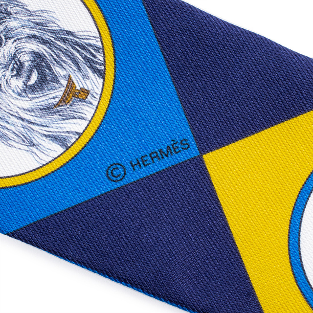 HERMES エルメス Colliers et Chiens 首輪と犬 063453S 20 ツイリー スカーフ ブルー マルチカラー