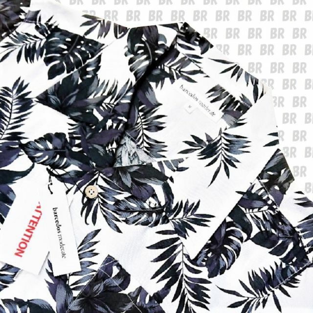 BARCEDOS(バルセドス)の新品　Ｍ　ホワイト　レーヨン　アロハシャツ　月下美人　花柄　プリント メンズのトップス(シャツ)の商品写真