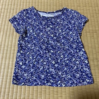 エイチアンドエム(H&M)のH＆M 半袖tシャツ　花柄　ブルー　90cm エイチアンドエム　女の子　(Tシャツ/カットソー)