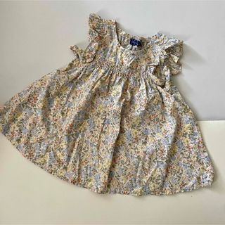 エスティークローゼット(s.t.closet)のリトルエスティーバイエスティクローゼット　花柄　半袖ワンピース　フリル　80(ワンピース)