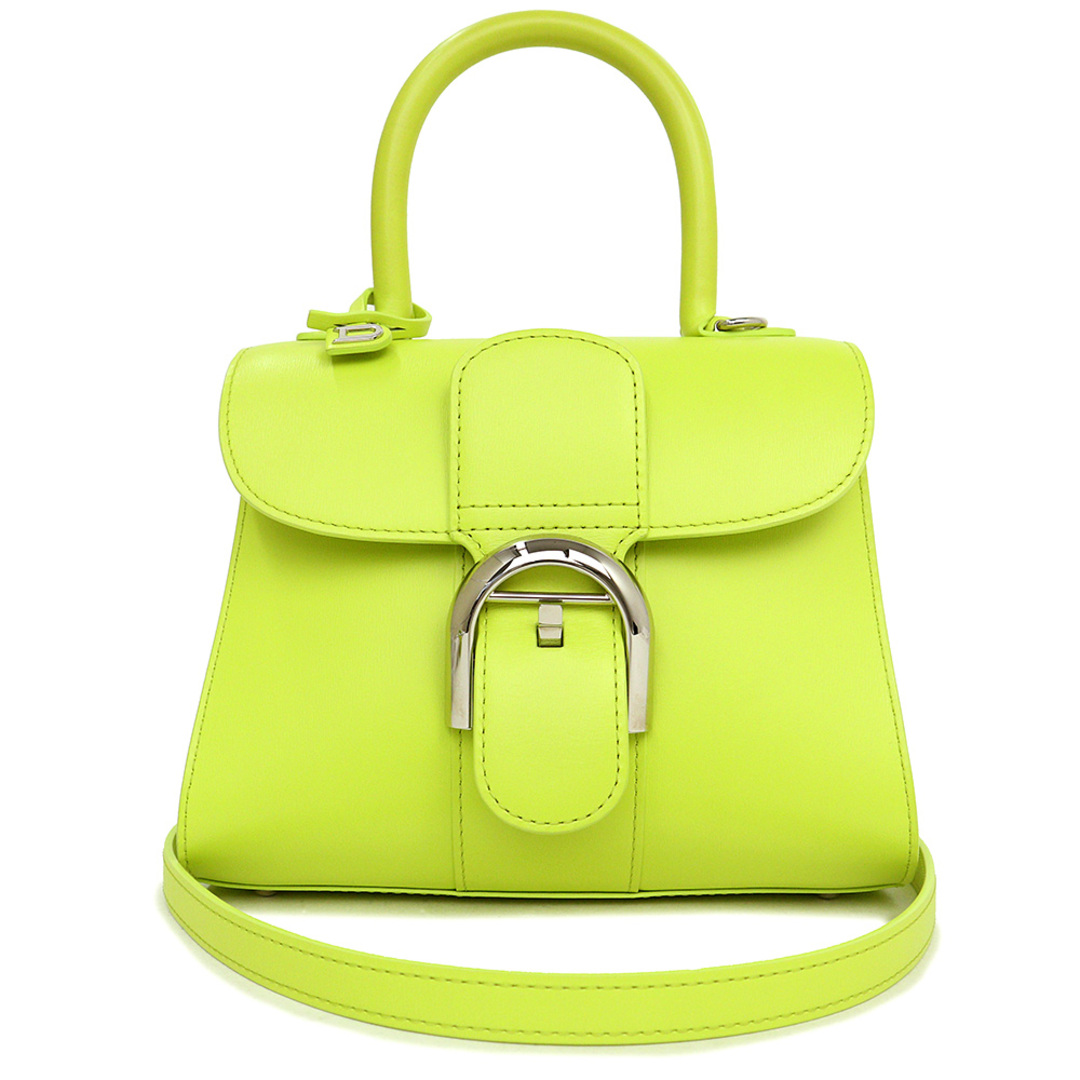 デルボー デルヴォー Brillant ブリヨン ミニ 2way ショルダー ハンドバッグ 斜め掛け ボックスカーフ レザー Lime Green  ライムグリーン グリーン 緑 AA0406 ミラー付 DELVAUX（未使用　展示品） | フリマアプリ ラクマ