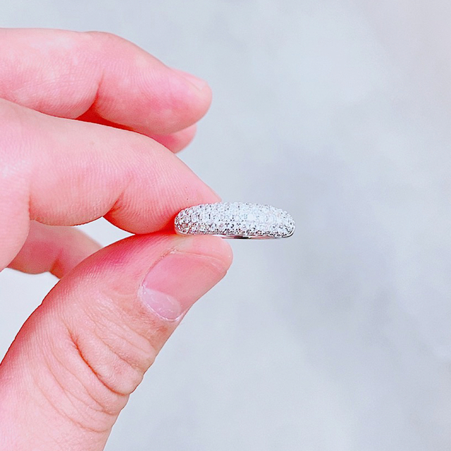 ☆1.00ct ☆✨パヴェダイヤモンドK18WGハーフエタニティリング 指輪-