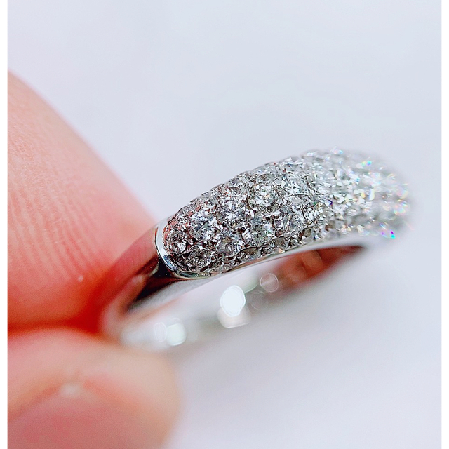 ☆1.00ct ☆✨パヴェダイヤモンドK18WGハーフエタニティリング 指輪-