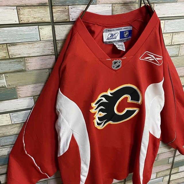 美品！NHL Reebok×CALGARY FLAMES ゲームシャツ！