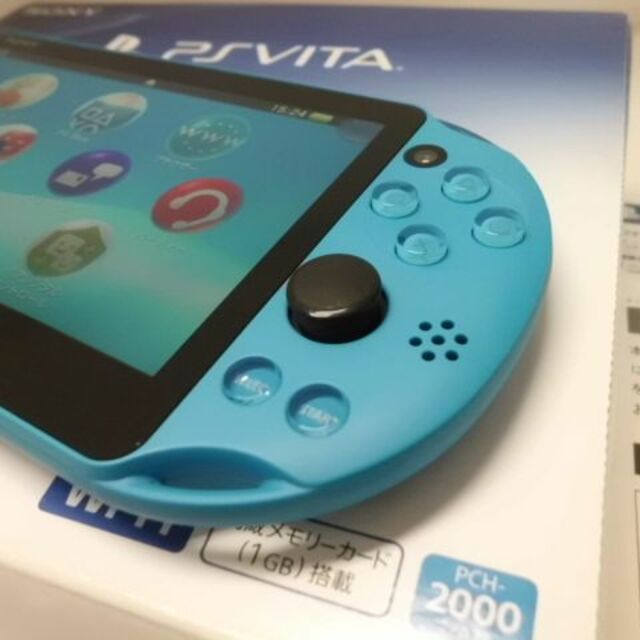 PlayStation Vita(プレイステーションヴィータ)のPSVITA PCH-2000 Aqua Blue エンタメ/ホビーのゲームソフト/ゲーム機本体(携帯用ゲーム機本体)の商品写真