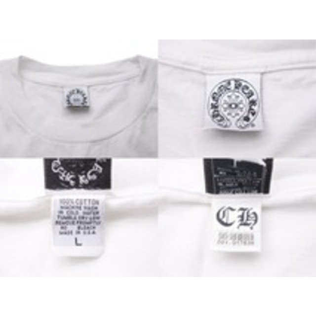 Chrome Hearts(クロムハーツ)のChromeHearts クロムハーツ 半袖Tシャツ DR 7.16 2007 トップス USA製 コットン ホワイト ブラック サイズL 良品 中古 50251 レディースのトップス(Tシャツ(半袖/袖なし))の商品写真