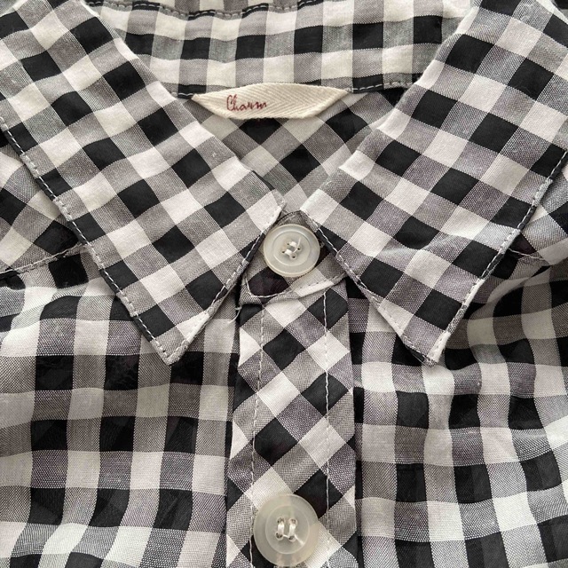 黒×白ギンガムチェックブラウスチュニック レディースのトップス(シャツ/ブラウス(長袖/七分))の商品写真