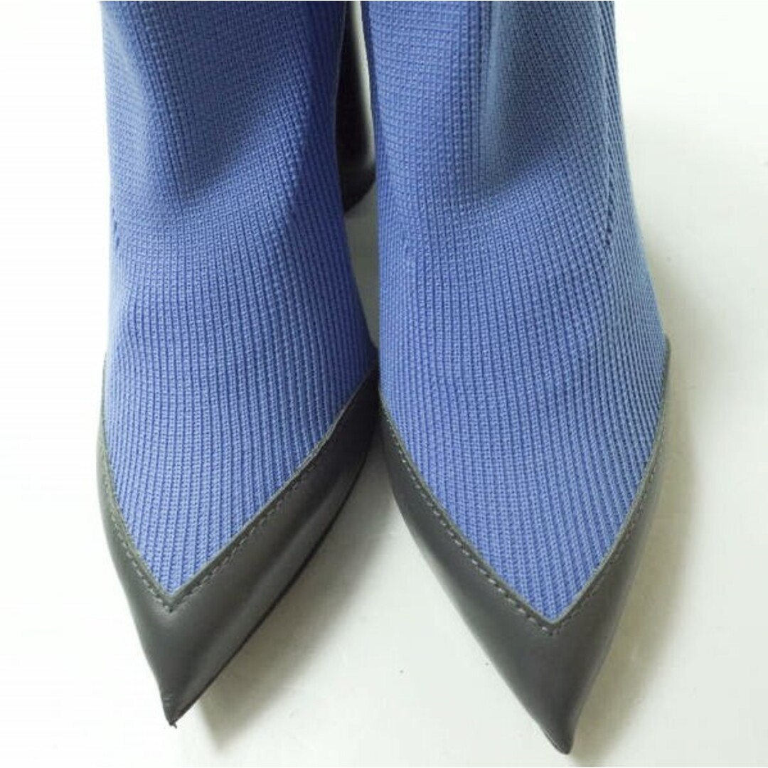 TOGA トーガ 17AW Heel Knit Leather Trimmed Ankle Boots リブニットアンクルブーツ TA81-AJ127 37(23-23.5cm) ブルー ポインテッドトゥ ソックス シューズ【TOGA】 4