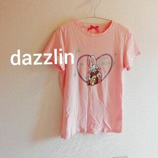 ダズリン(dazzlin)のDazzlin プリント Tシャツ 半袖 ピンク うさぎ コットン 綿 ダズリン(Tシャツ(半袖/袖なし))