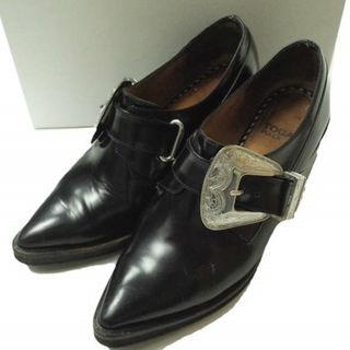 TOGA PULLA トーガ プルラ Metal Buckled Wedge Heel Monk Strap Shoes メタルバックルウエッジソールモンクストラップシューズ AJ930 37(23-23.5cm) ブラック Oxford シューズ【中古】【TOGA PULLA】(ローファー/革靴)