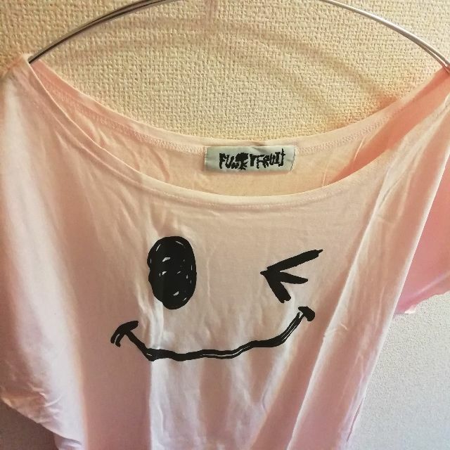 FUNKY FRUIT(ファンキーフルーツ)のFUNKY FRUIT ニコちゃん スマイル ピンク チュニック コットン 綿 レディースのトップス(Tシャツ(半袖/袖なし))の商品写真