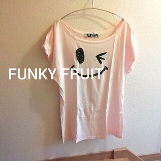 ファンキーフルーツ(FUNKY FRUIT)のFUNKY FRUIT ニコちゃん スマイル ピンク チュニック コットン 綿(Tシャツ(半袖/袖なし))