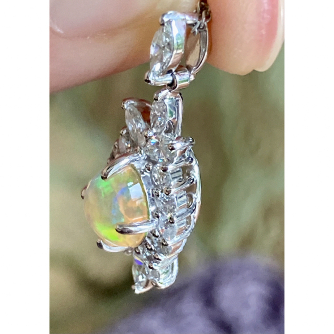 pt900 天然ファイヤオパール1.22ct D1.16ペンダントトップ - ネックレス