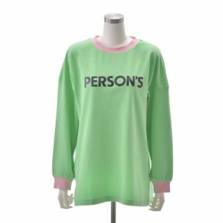 パーソンズ(PERSON'S)のQC4154　PERSONS リブ配色ロゴプリントTシャツ　ライトGRN　S(Tシャツ(長袖/七分))