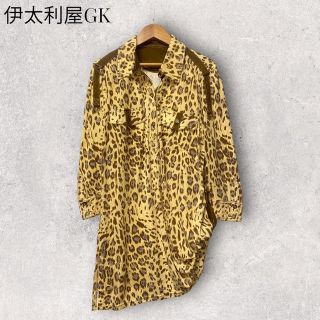 オシャレ 【伊太利屋】ビジュー ロング丈シャツ オーバーサイズ 虎柄