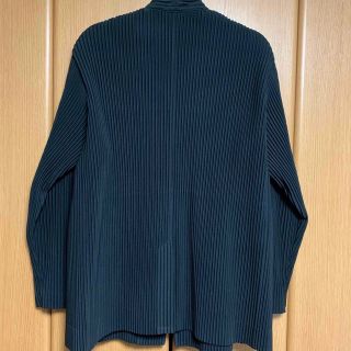 極美品 オムプリッセ イッセイミヤケ HOMME PLISSE ISSEY MIYAKE ジャケット ノーカラー プリーツ 無地 アウター メンズ  2(M相当) ブルー