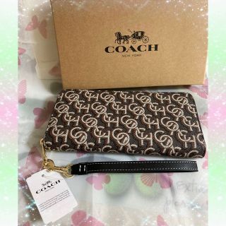 コーチ(COACH)のCOACH 茶色 ブラウン モノグラム 長財布 シグネチャー（専用紙袋　箱付き）(財布)