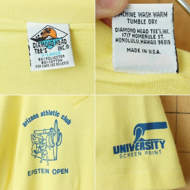 80s USA製 半袖 両面 プリント ポロシャツ イエローXL ss25 メンズのトップス(ポロシャツ)の商品写真